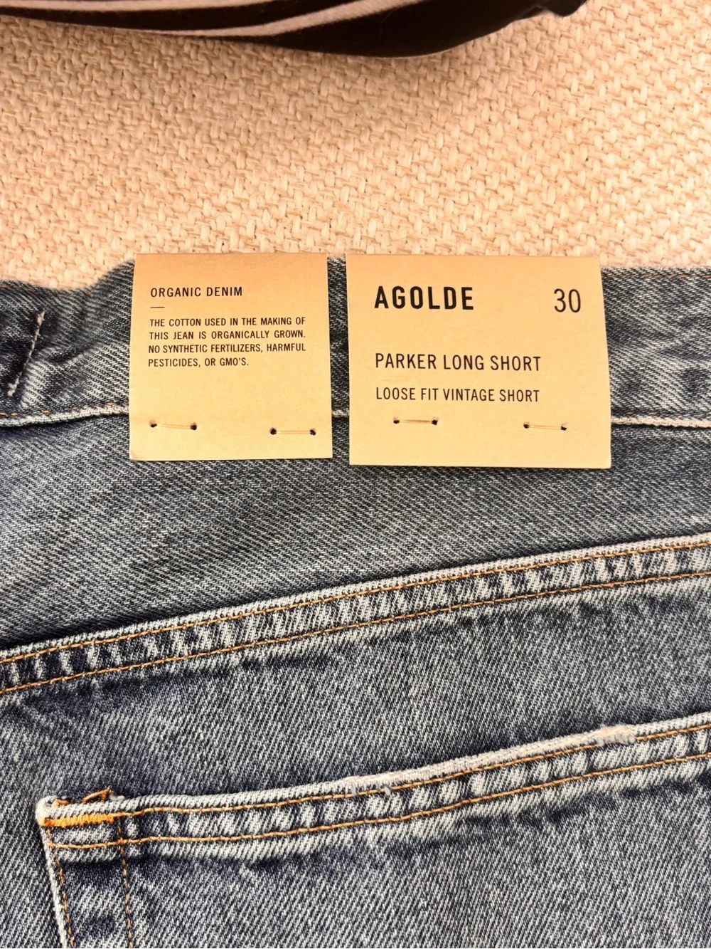 Agolde Parker Long Short in Light Blue Denim
